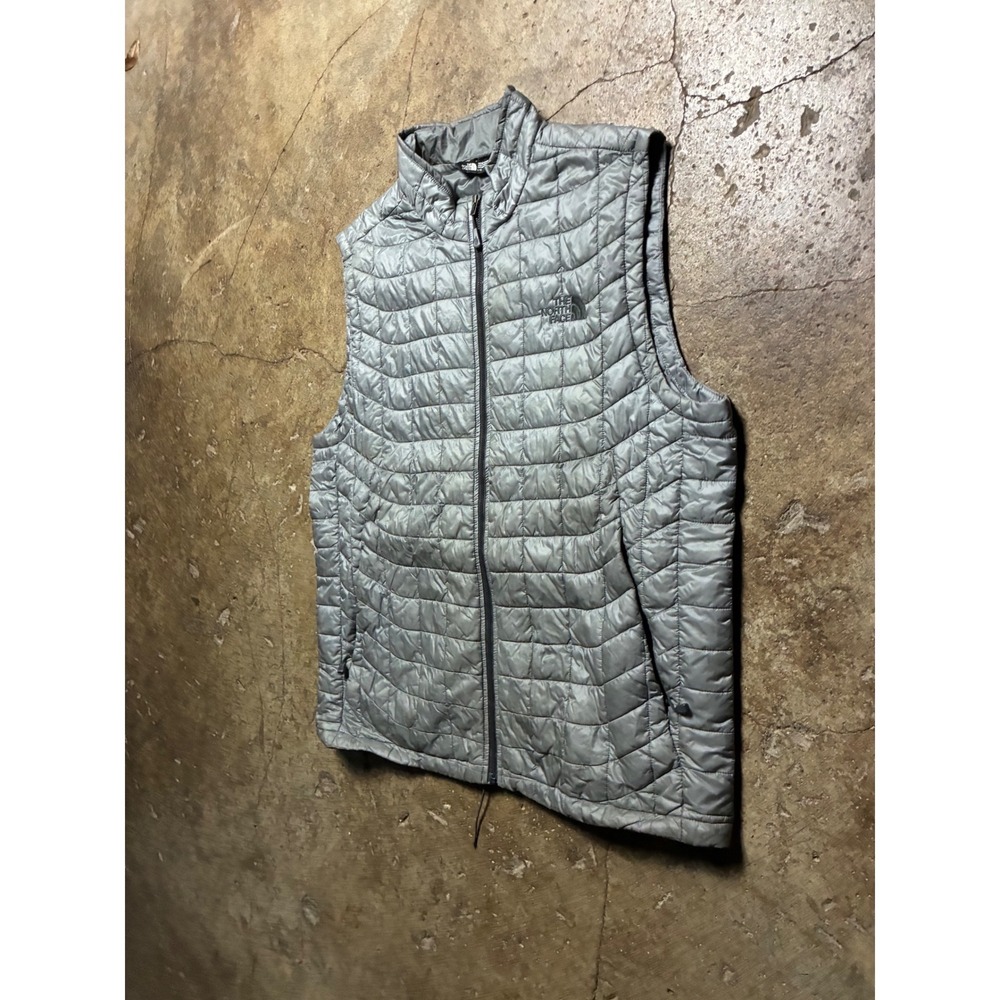 The North Face Thermoball Eco Puffer Vest Mens Large Grey Quilted Full Zip Gilet - Picture 4 of 6